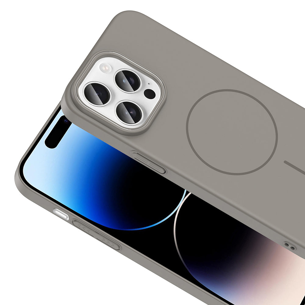 Apple iPhone 14 Pro Max Kılıf M-safe Şarj Özellikli Zore Ruby Sert Kapak Siyah