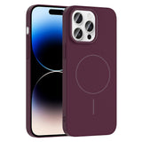 Apple iPhone 14 Pro Max Kılıf M-safe Şarj Özellikli Zore Ruby Sert Kapak Mürdüm