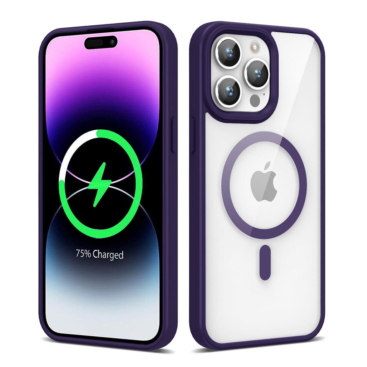 Apple iPhone 14 Pro Max Kılıf M-safe Wireless Şarj Özellikli Silikon Zore Ege Kapak Derin Mor