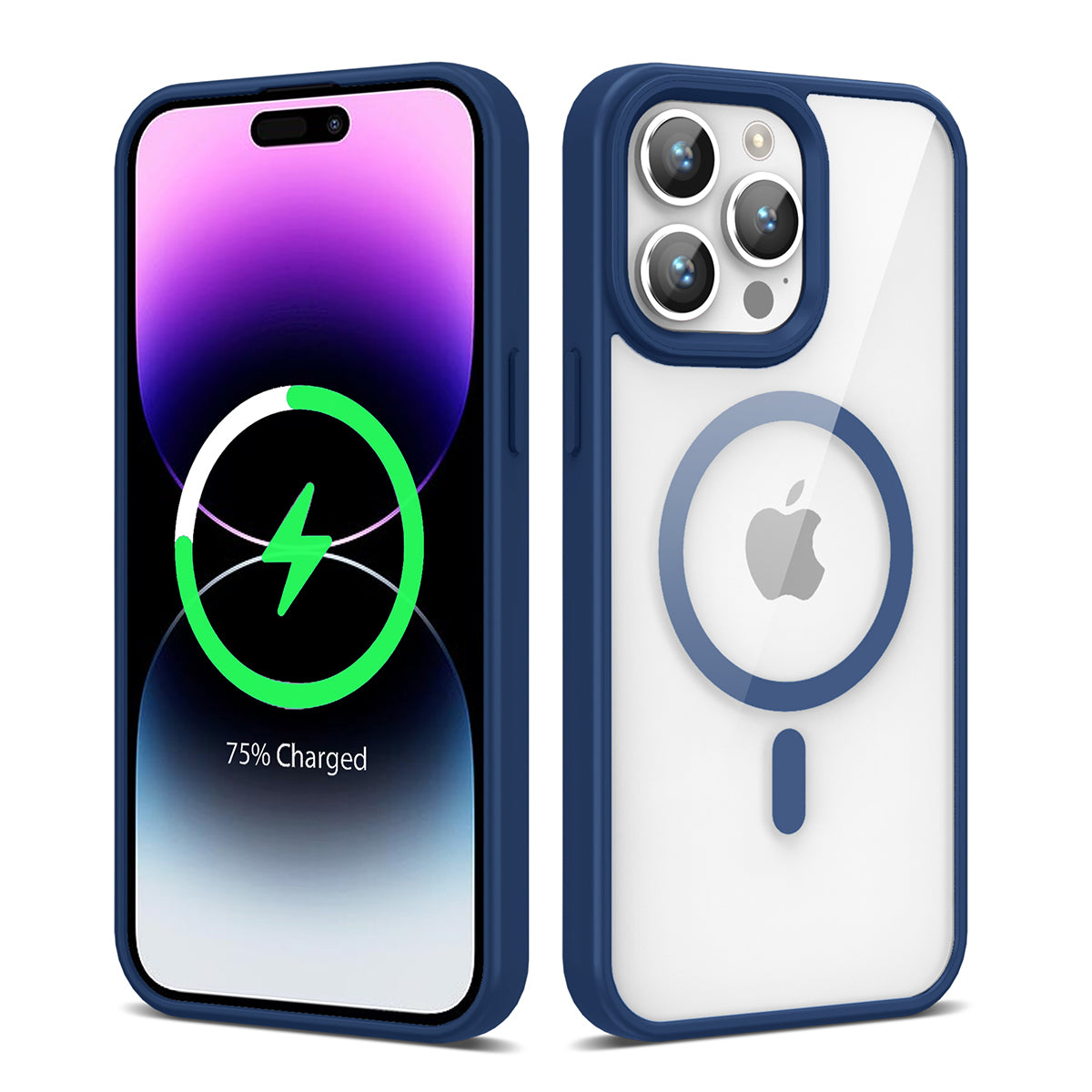 Apple iPhone 14 Pro Max Kılıf M-safe Wireless Şarj Özellikli Silikon Zore Ege Kapak Lacivert