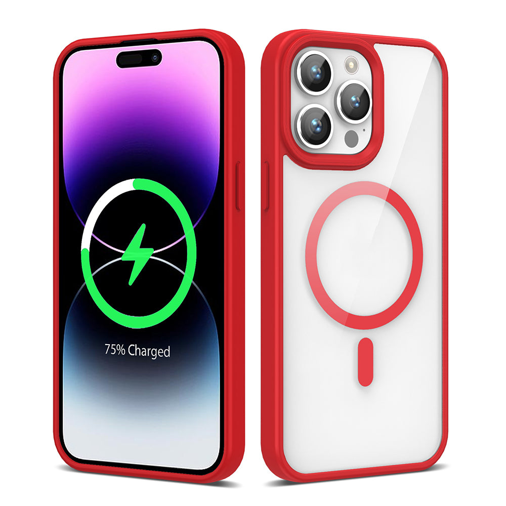 Apple iPhone 14 Pro Max Kılıf M-safe Wireless Şarj Özellikli Silikon Zore Ege Kapak Kırmızı