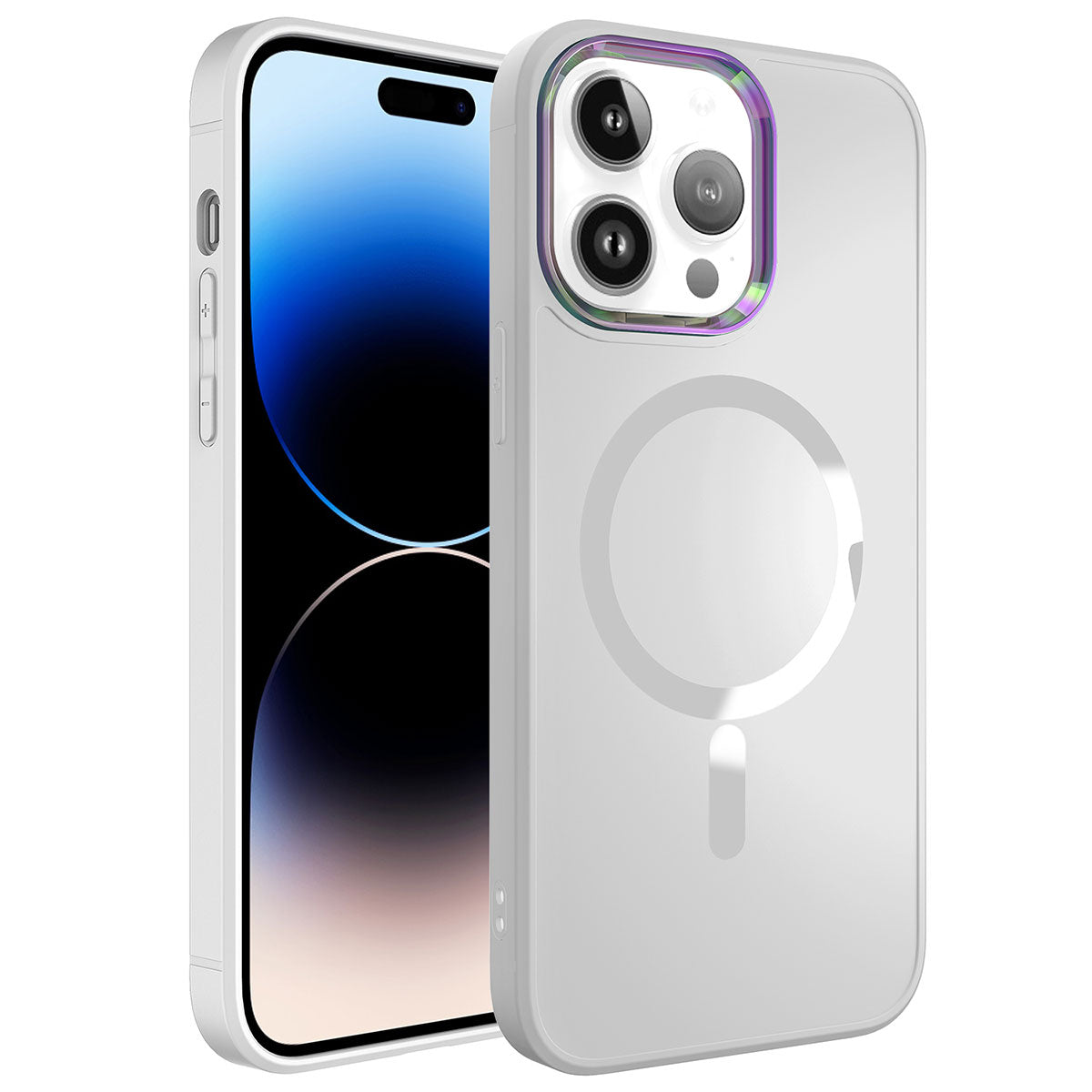 Apple iPhone 14 Pro Max Kılıf M-safe Wireless Şarj Özellikli Zore Stil Kapak Beyaz