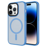 Apple iPhone 14 Pro Max Kılıf Mat Arka Yüzey Wireless Şarj Özellikli Zore Flet M-safe Kapak Açık Mavi