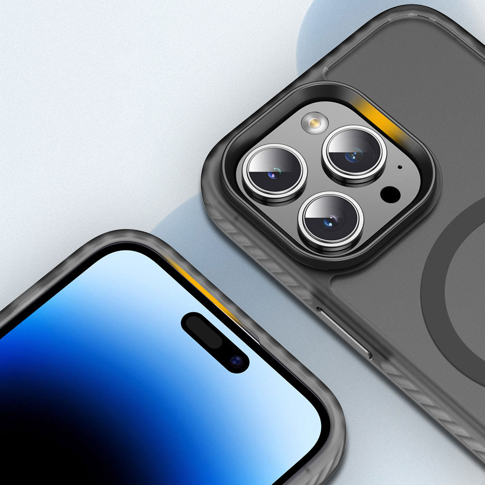 Apple iPhone 14 Pro Max Kılıf Mat Arka Yüzey Wireless Şarj Özellikli Zore Locik Kapak Derin Mor