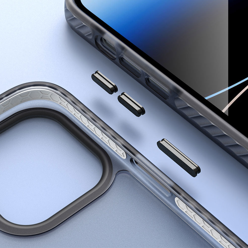 Apple iPhone 14 Pro Max Kılıf Mat Arka Yüzey Wireless Şarj Özellikli Zore Locik Kapak Derin Mor