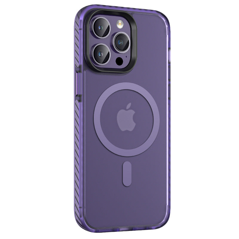 Apple iPhone 14 Pro Max Kılıf Mat Arka Yüzey Wireless Şarj Özellikli Zore Locik Kapak Derin Mor