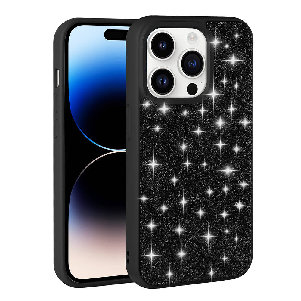 Apple iPhone 14 Pro Max Kılıf Parlak Taşlı Tasarım Zore Pırlanta Kapak Lila