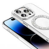 Apple iPhone 14 Pro Max Kılıf Pırlanta Taş Tasarımlı M-safe Şarj Özellikli Zore Karetta Silikon Kapak Mavi
