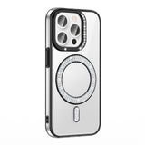 Apple iPhone 14 Pro Max Kılıf Pırlanta Taş Tasarımlı M-safe Şarj Özellikli Zore Karetta Silikon Kapak Siyah