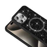 Apple iPhone 14 Pro Max Kılıf Pırlanta Tasarımlı M-safe Şarj Özellikli Zore Mozaik Silikon Kapak Siyah