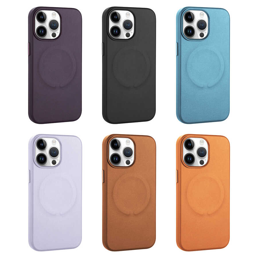 Apple iPhone 14 Pro Max Kılıf PU Deri M-safe Wireless Şarj Özellikli Zore Derix Kapak Taba