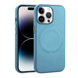 Apple iPhone 14 Pro Max Kılıf PU Deri M-safe Wireless Şarj Özellikli Zore Derix Kapak Mavi