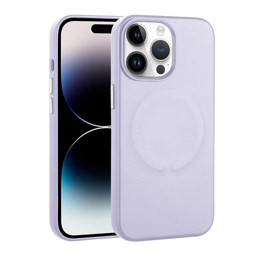 Apple iPhone 14 Pro Max Kılıf PU Deri M-safe Wireless Şarj Özellikli Zore Derix Kapak Taba