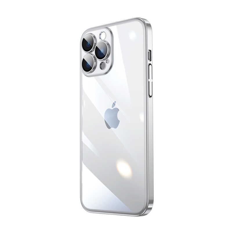 Apple iPhone 14 Pro Max Kılıf Sert PC Renkli Çerçeveli Zore Riksos Kapak Gümüş