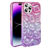 Apple iPhone 14 Pro Max Kılıf Simli 3D Desenli Zore Hacar Kapak Pembe-Mor
