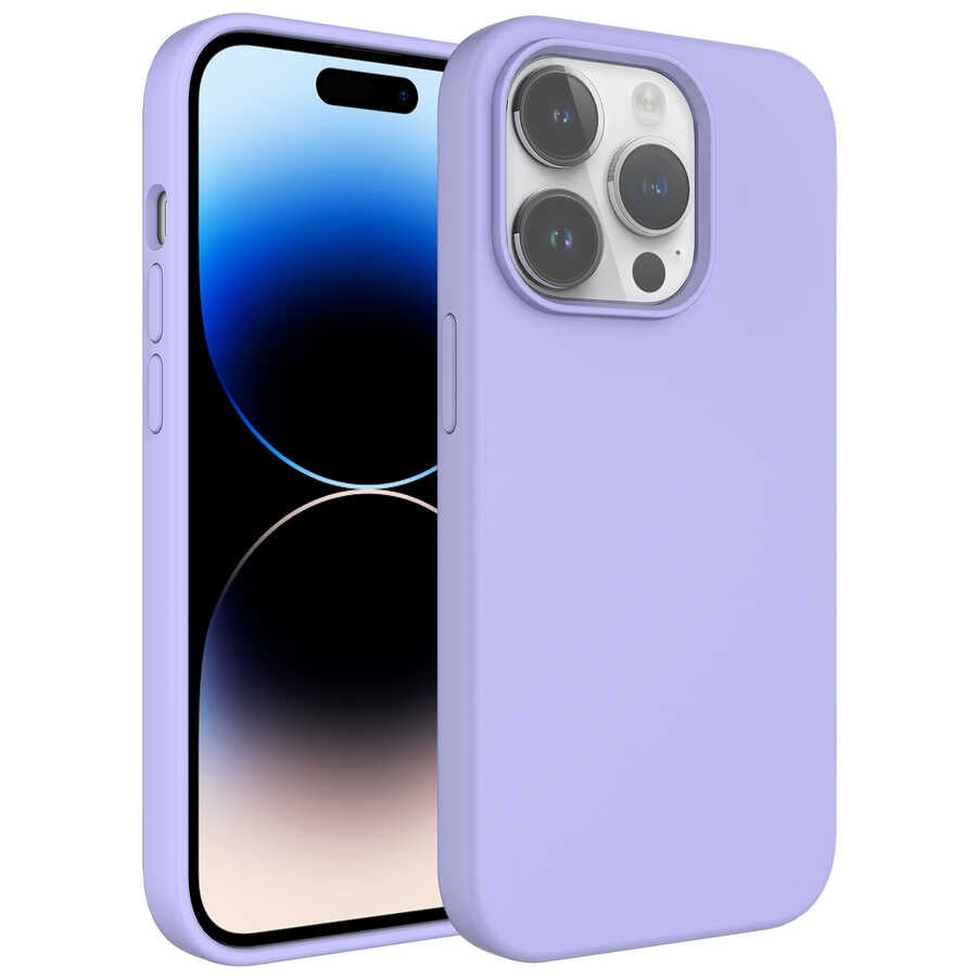 Apple iPhone 14 Pro Max Kılıf Sıvı Teknolojili Silinebilir Sert Zore Kivi Kapak Lila