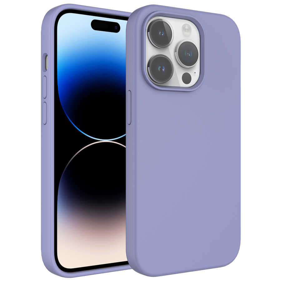 Apple iPhone 14 Pro Max Kılıf Sıvı Teknolojili Silinebilir Sert Zore Kivi Kapak Gri