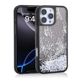 Apple iPhone 14 Pro Max Kılıf Sıvılı Simli Kelebek Baskılı Şeffaf Arka Yüzey Zore Glis Silikon Kapak Siyah
