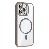 Apple iPhone 14 Pro Max Kılıf Standlı ve Kamera Lens Hediyeli M-Safe Şarj Özellikli Zore Etro Kapak Pembe