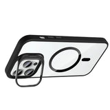 Apple iPhone 14 Pro Max Kılıf Standlı ve Kamera Lens Hediyeli M-Safe Şarj Özellikli Zore Etro Kapak Lacivert