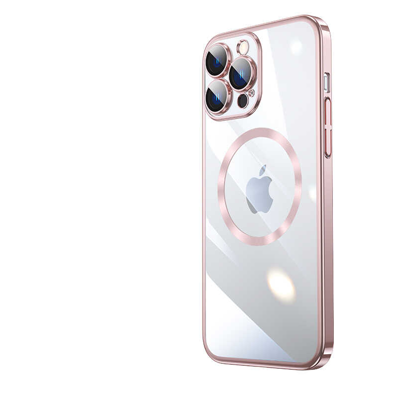 Apple iPhone 14 Pro Max Kılıf Wireless Şarj Özellikli Sert PC Zore Riksos M-safe Kapak Rose Gold