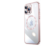 Apple iPhone 14 Pro Max Kılıf Wireless Şarj Özellikli Sert PC Zore Riksos M-safe Kapak Rose Gold
