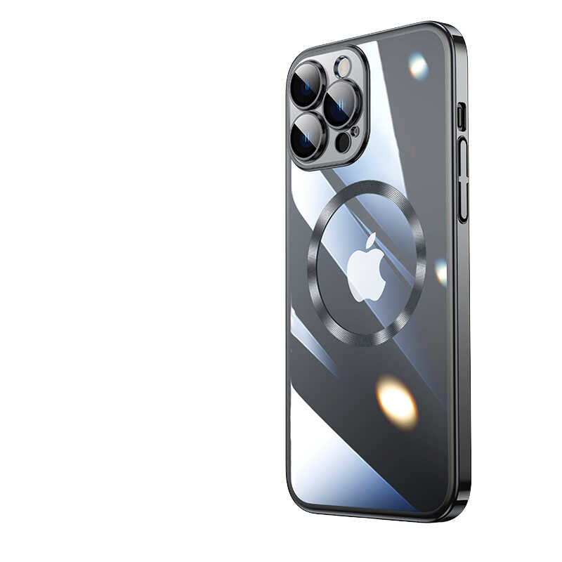 Apple iPhone 14 Pro Max Kılıf Wireless Şarj Özellikli Sert PC Zore Riksos M-safe Kapak Siyah