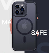 Apple iPhone 14 Pro Max Kılıf Wireless Şarj Özellikli Zore Hibrit M-safe Kapak Siyah