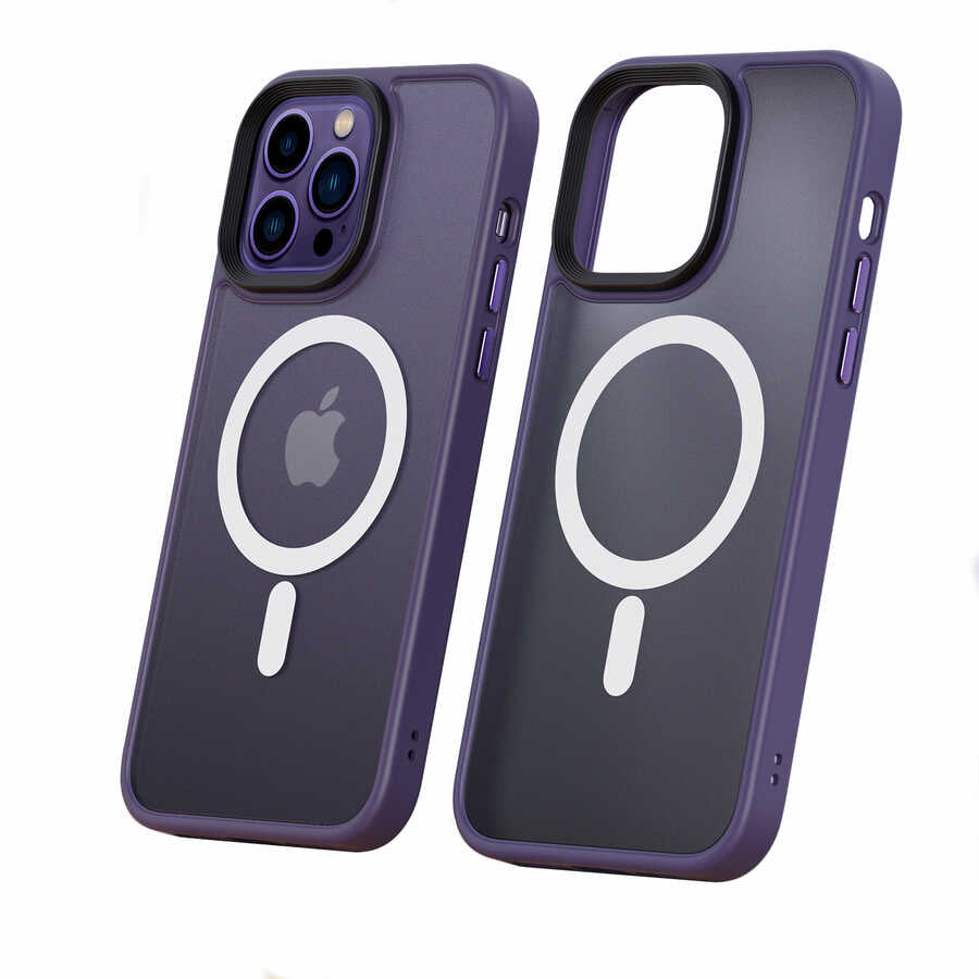 Apple iPhone 14 Pro Max Kılıf Wireless Şarj Özellikli Zore Hibrit M-safe Kapak Siyah