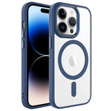 Apple iPhone 14 Pro Max Kılıf Wireless Şarj Özellikli Zore Krom M-safe Silikon Kapak Lacivert