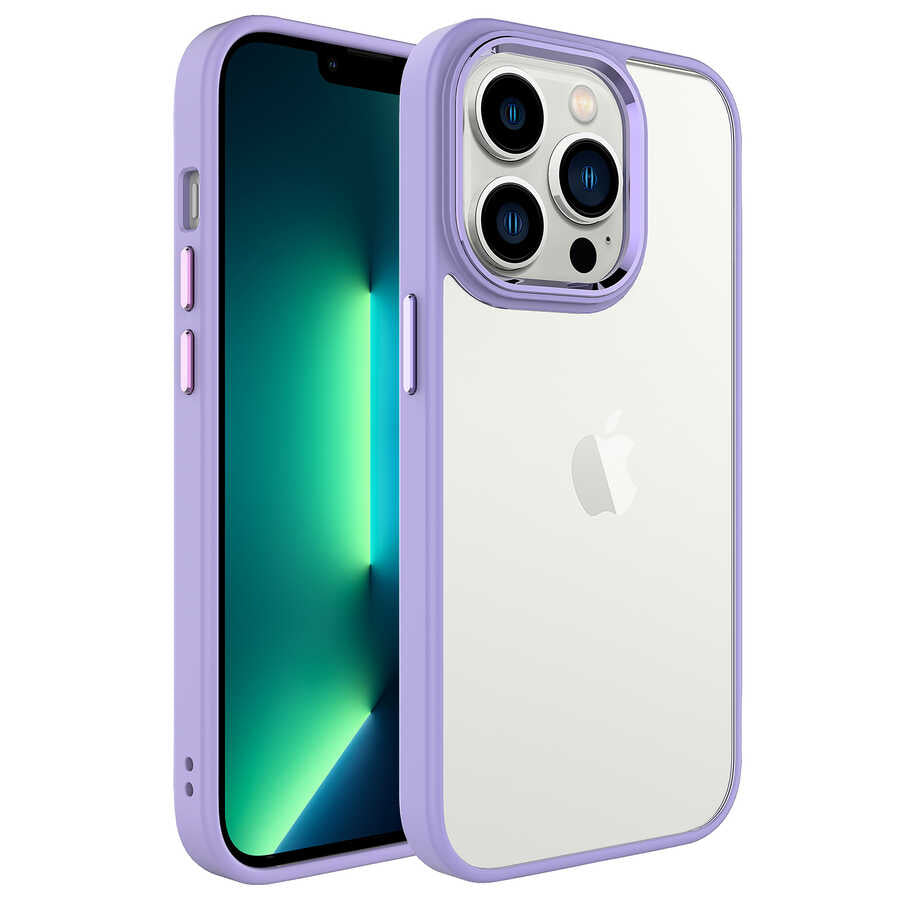 Apple iPhone 14 Pro Max Kılıf Zore Krom Kapak Lila