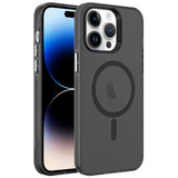 Apple iPhone 14 Pro Max Kılıf Zore M-safe Şarj Özellikli Buzlu Transparan C-Pro Sert Kapak Siyah