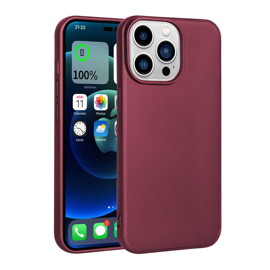 Apple iPhone 14 Pro Max Kılıf Zore Premier Silikon Kapak Mürdüm