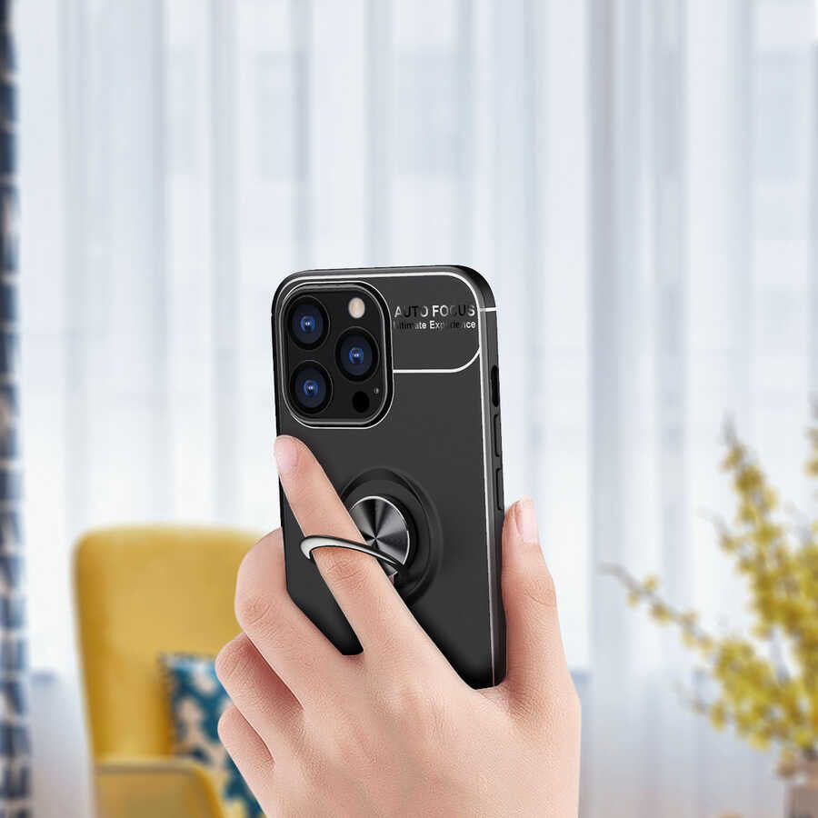 Apple iPhone 14 Pro Max Kılıf Zore Ravel Silikon Kapak Siyah-Kırmızı