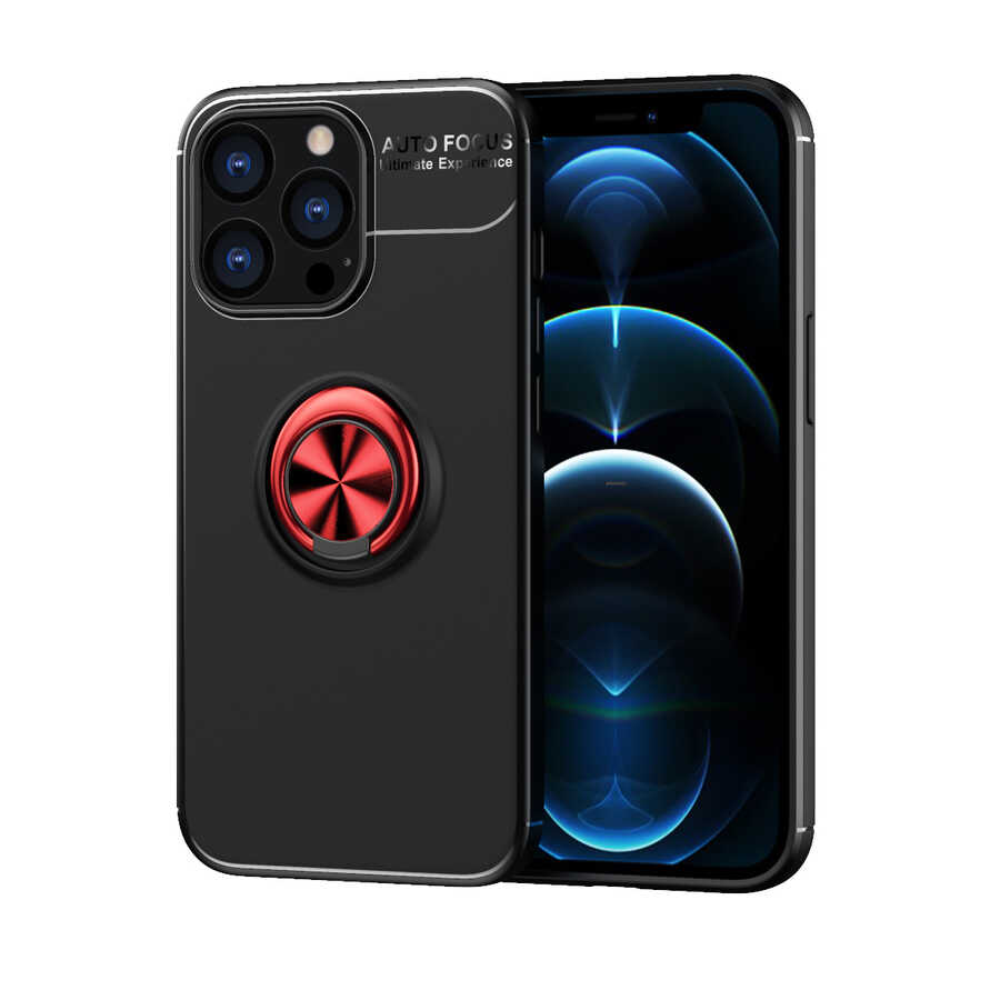 Apple iPhone 14 Pro Max Kılıf Zore Ravel Silikon Kapak Siyah-Kırmızı