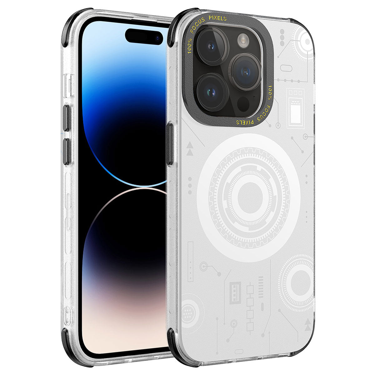 Apple iPhone 14 Pro Max Kılıf Zore Wireless Şarj Özellikli Desenli Hot Kapak Gold