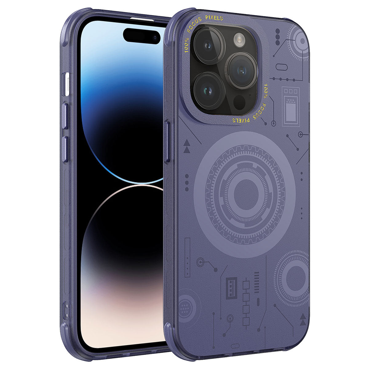 Apple iPhone 14 Pro Max Kılıf Zore Wireless Şarj Özellikli Desenli Hot Kapak Derin Mor