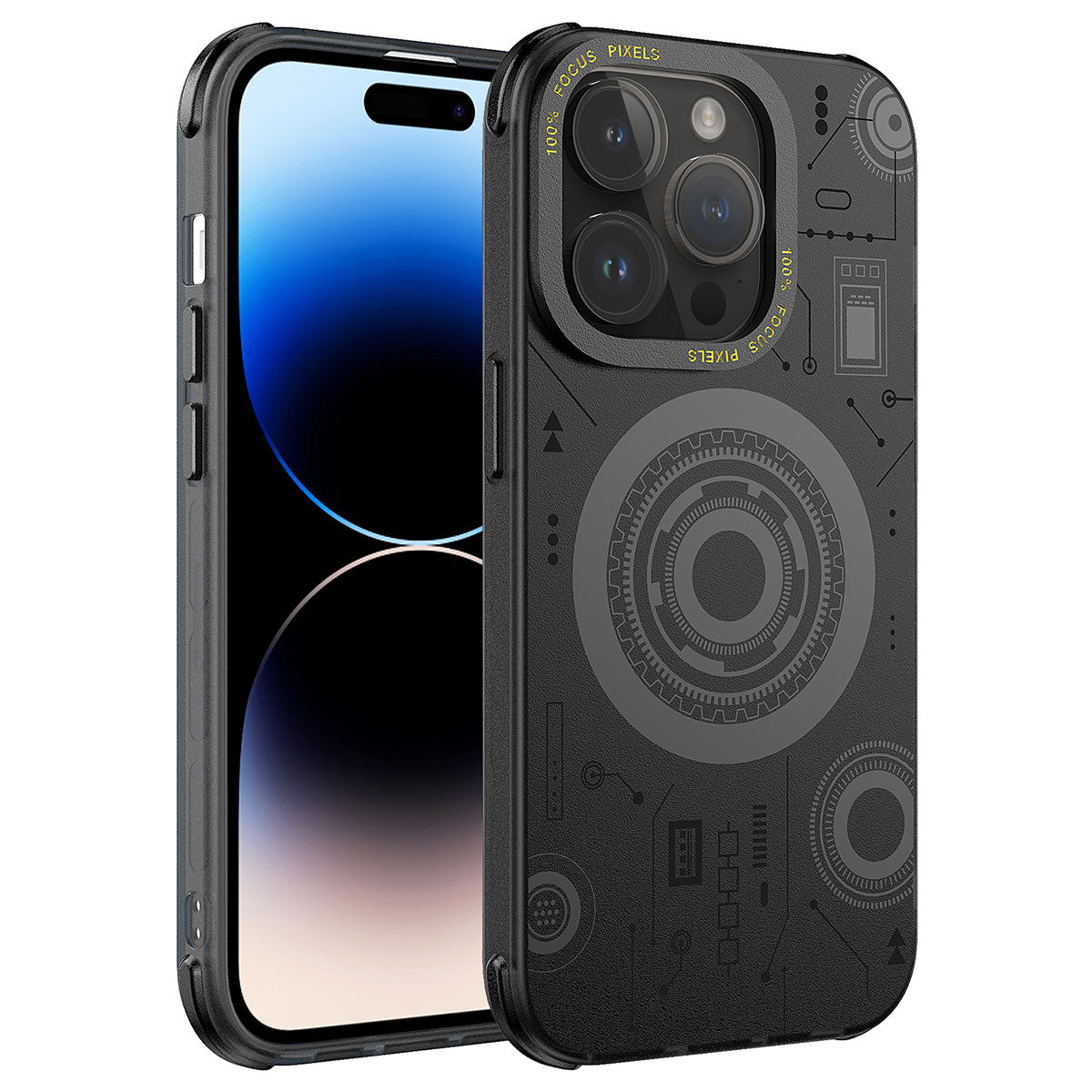 Apple iPhone 14 Pro Max Kılıf Zore Wireless Şarj Özellikli Desenli Hot Kapak Siyah