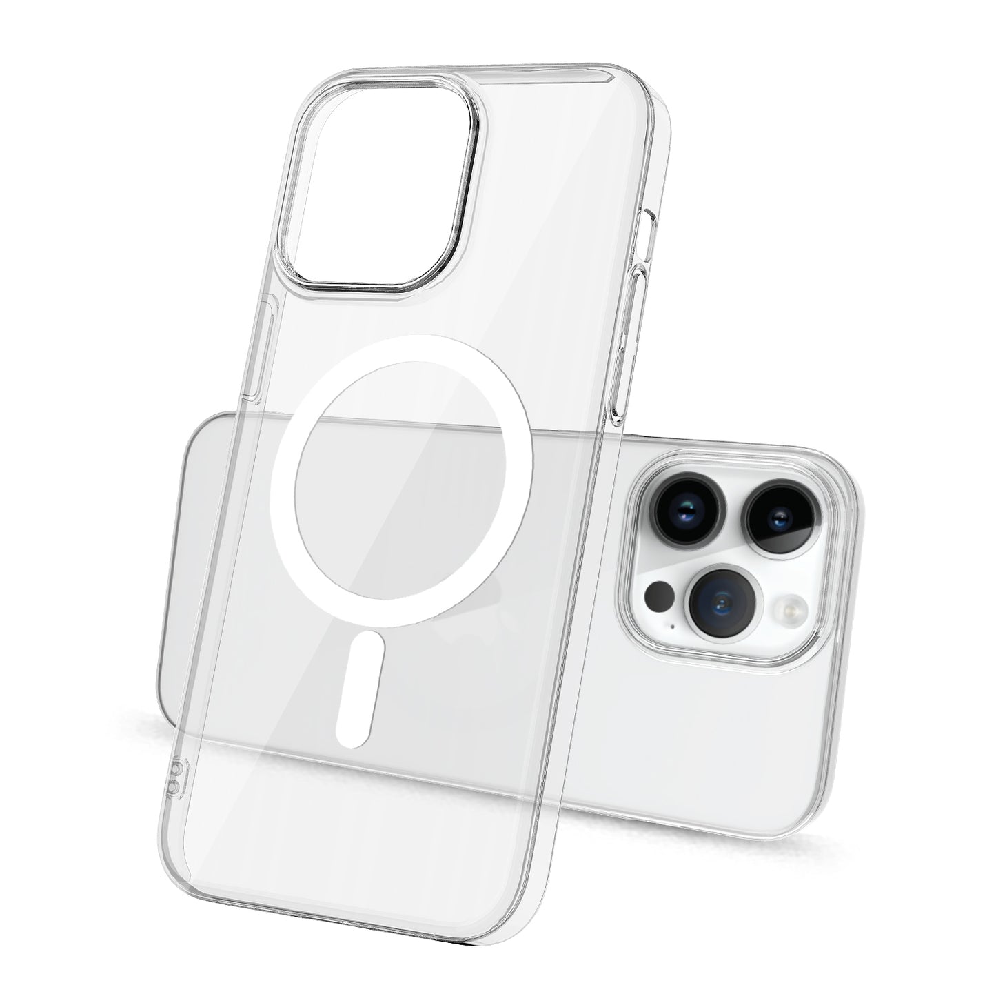 Apple iPhone 14 Pro Max Kılıf Zore Wireless Şarj Özellikli Şeffaf Tek Kamera Çerçeveli Porto Kapak Renksiz