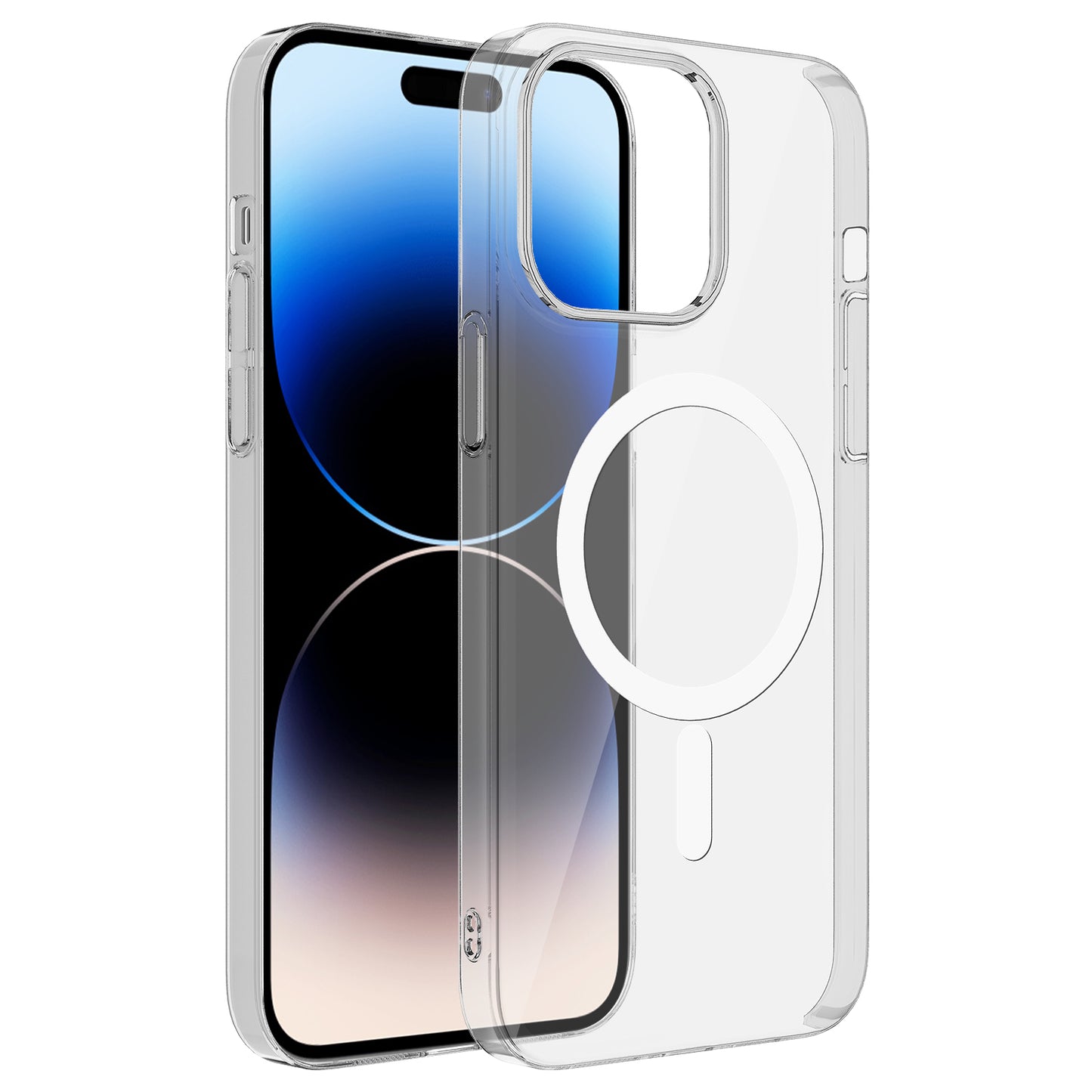 Apple iPhone 14 Pro Max Kılıf Zore Wireless Şarj Özellikli Şeffaf Tek Kamera Çerçeveli Porto Kapak Renksiz