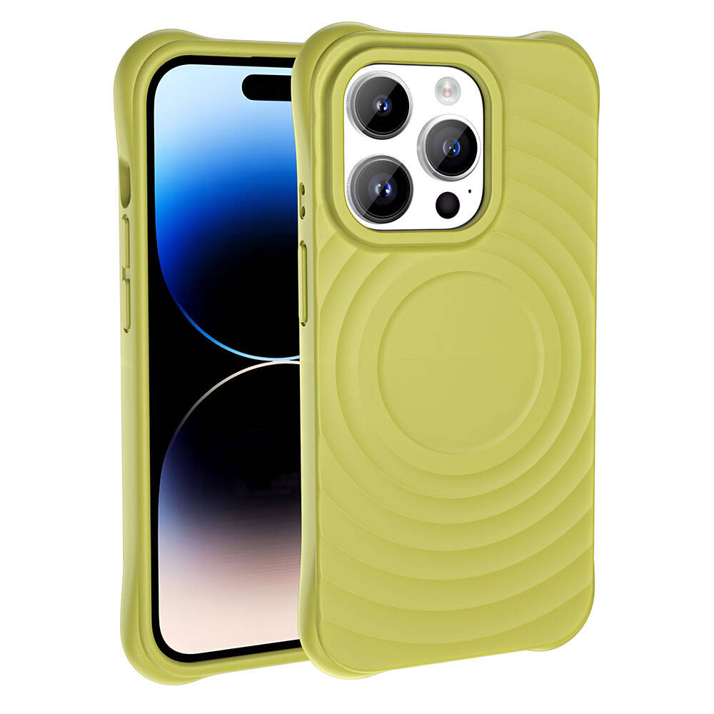 Apple iPhone 14 Pro Max M-safe Şarj Özellikli Airbagli Mat Görünümlü Zore Hepi Kapak Yeşil
