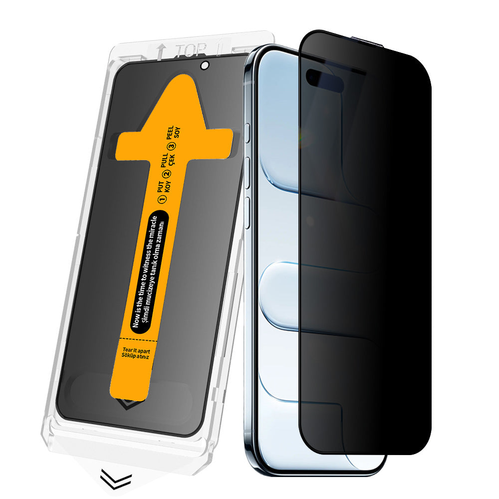 Apple iPhone 14 Pro Max 2.5D Oliv Privacy Temperli Cam Ekran Koruyucu + Kolay Uygulama Aparatı Siyah