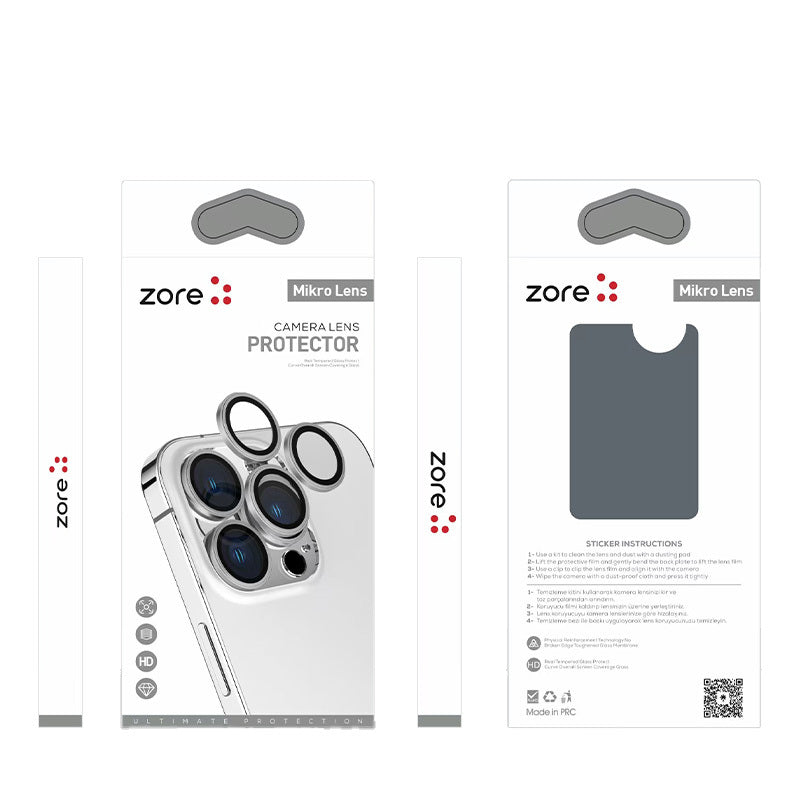 Apple iPhone 14 Pro Max Zore Mikro Kamera Lens Koruyucu Gümüş