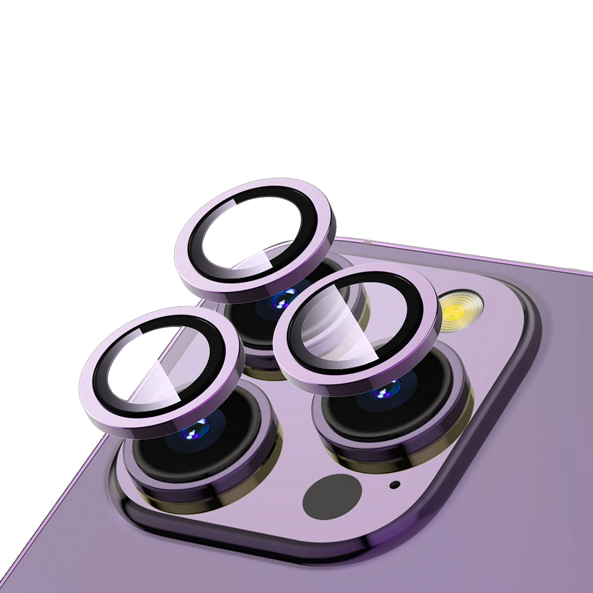 Apple iPhone 14 Pro Zore CL-12 Premium Safir Parmak İzi Bırakmayan Anti-Reflective Kamera Lens Koruyucu Derin Mor