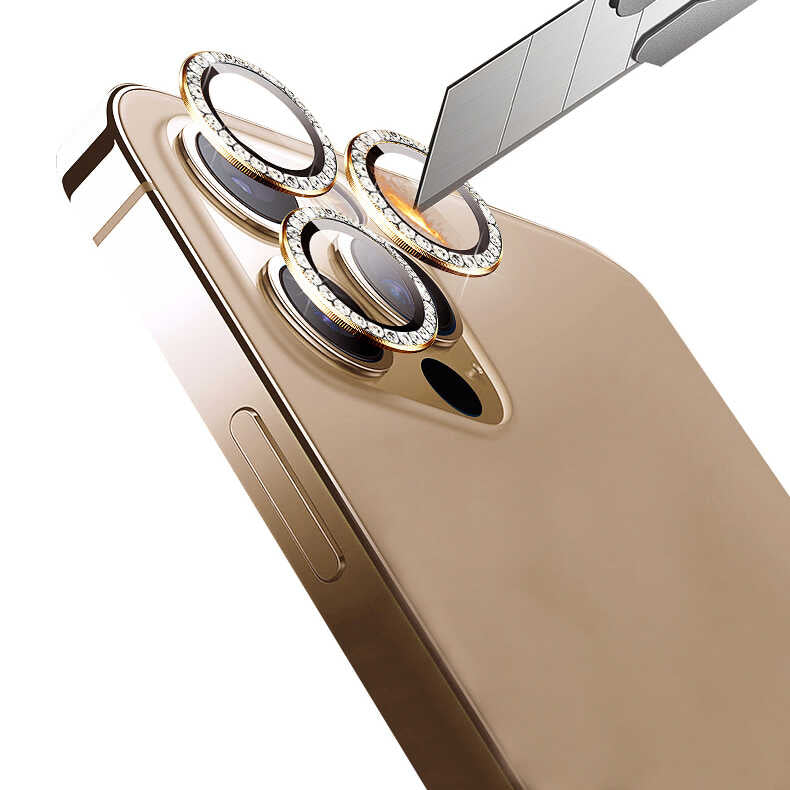 Apple iPhone 14 Zore CL-06 Kamera Lens Koruyucu Rose Gold