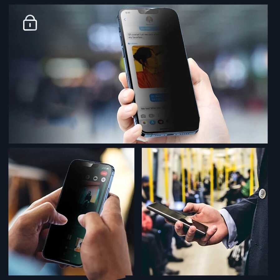 Apple iPhone 15 Hayalet Ekran Koruyucu Davin Privacy Seramik Ekran Filmi Siyah