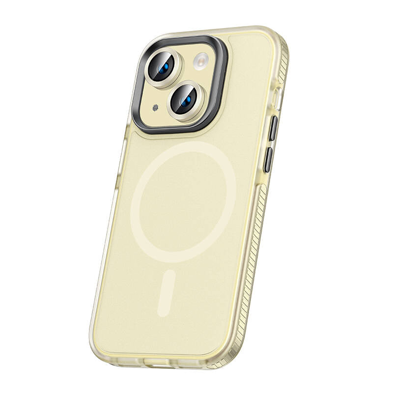 Apple iPhone 15 Kılıf Airbagli M-safe Wireless Şarj Özellikli Lens Koruyuculu Zore Klaptika Kapak Renksiz