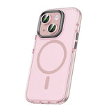 Apple iPhone 15 Kılıf Airbagli M-safe Wireless Şarj Özellikli Lens Koruyuculu Zore Klaptika Kapak Pembe