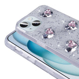 Apple iPhone 15 Kılıf Airbagli Simli Arka Yüzey Zore Işıltı Silikon Kapak Beyaz-Yıldız