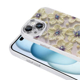Apple iPhone 15 Kılıf Çiçek Desenli Parlak Taşlı Sert Silikon Zore Garden Kapak Colorful